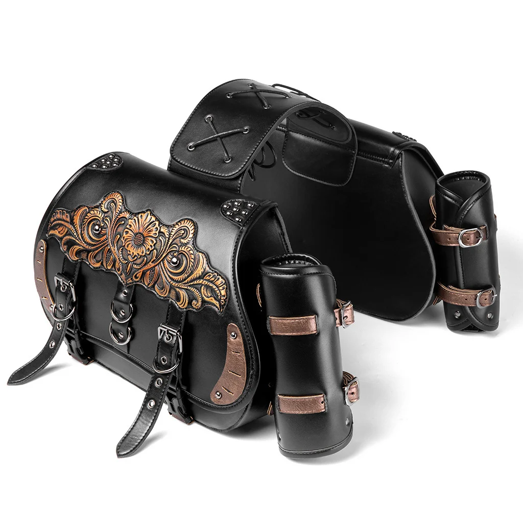 Softail Saddlebag Set - Premium Leather Motorcycle Bags - Image 9