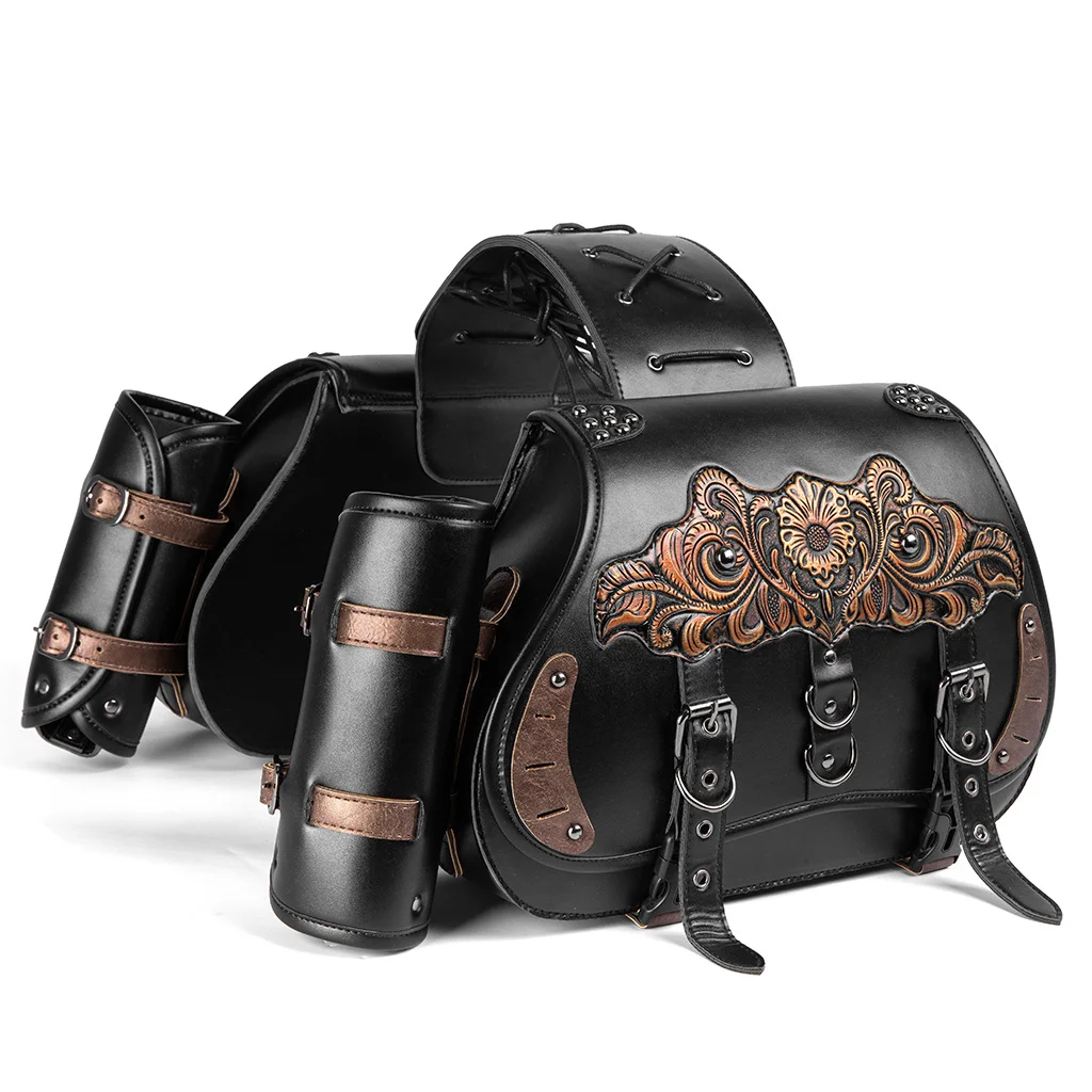 Softail Saddlebag Set - Premium Leather Motorcycle Bags - Image 12
