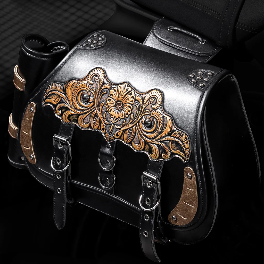 Softail Saddlebag Set - Premium Leather Motorcycle Bags - Image 13
