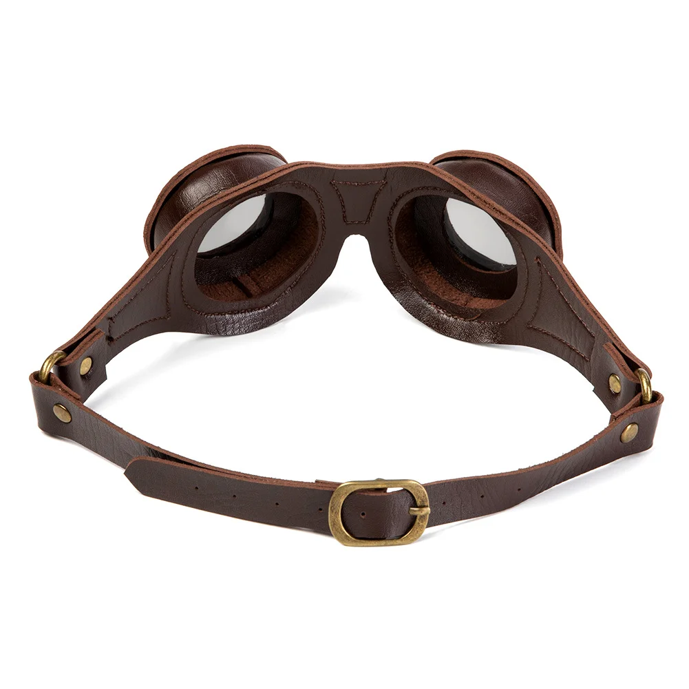 Steampunk Round Goggles - Coffee Frame Silver Lens - 图片 3