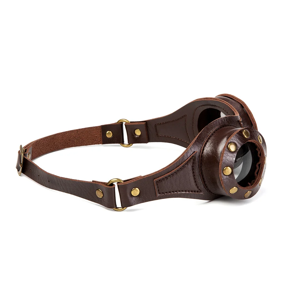 Steampunk Round Goggles - Coffee Frame Silver Lens - 图片 4