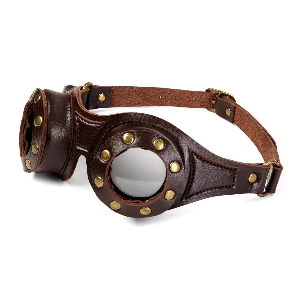 Steampunk Round Goggles - Coffee Frame Silver Lens - 图片 6