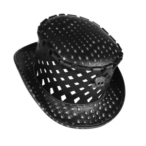 Steampunk Bowler Hat - Pumpkin Skull Embossed PU Leather