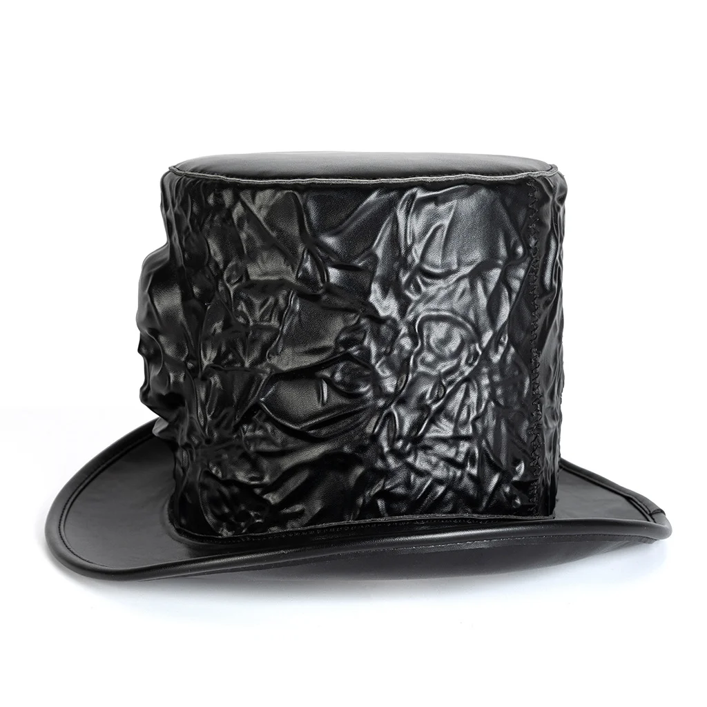 Steampunk Top Hat - Victorian Skull Embossed PU Leather