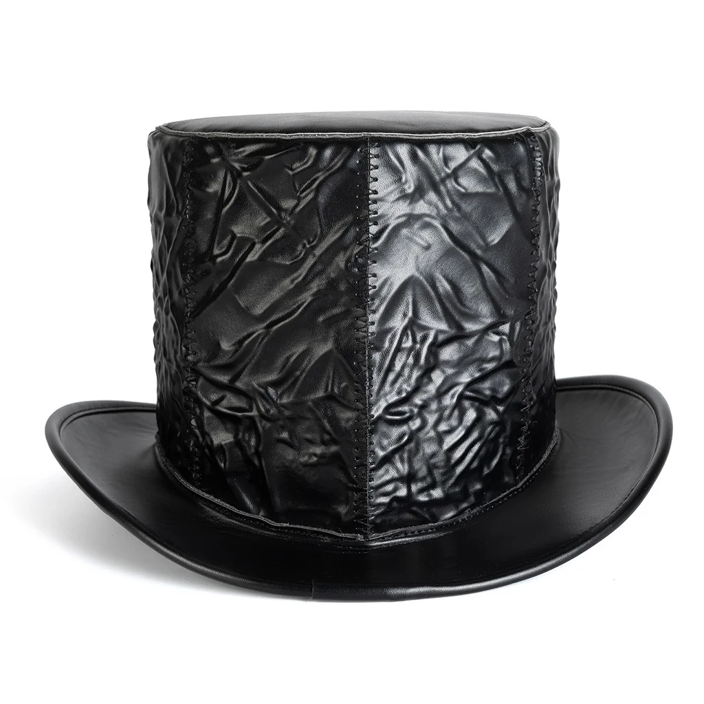 Steampunk Top Hat - Victorian Skull Embossed PU Leather - Image 4