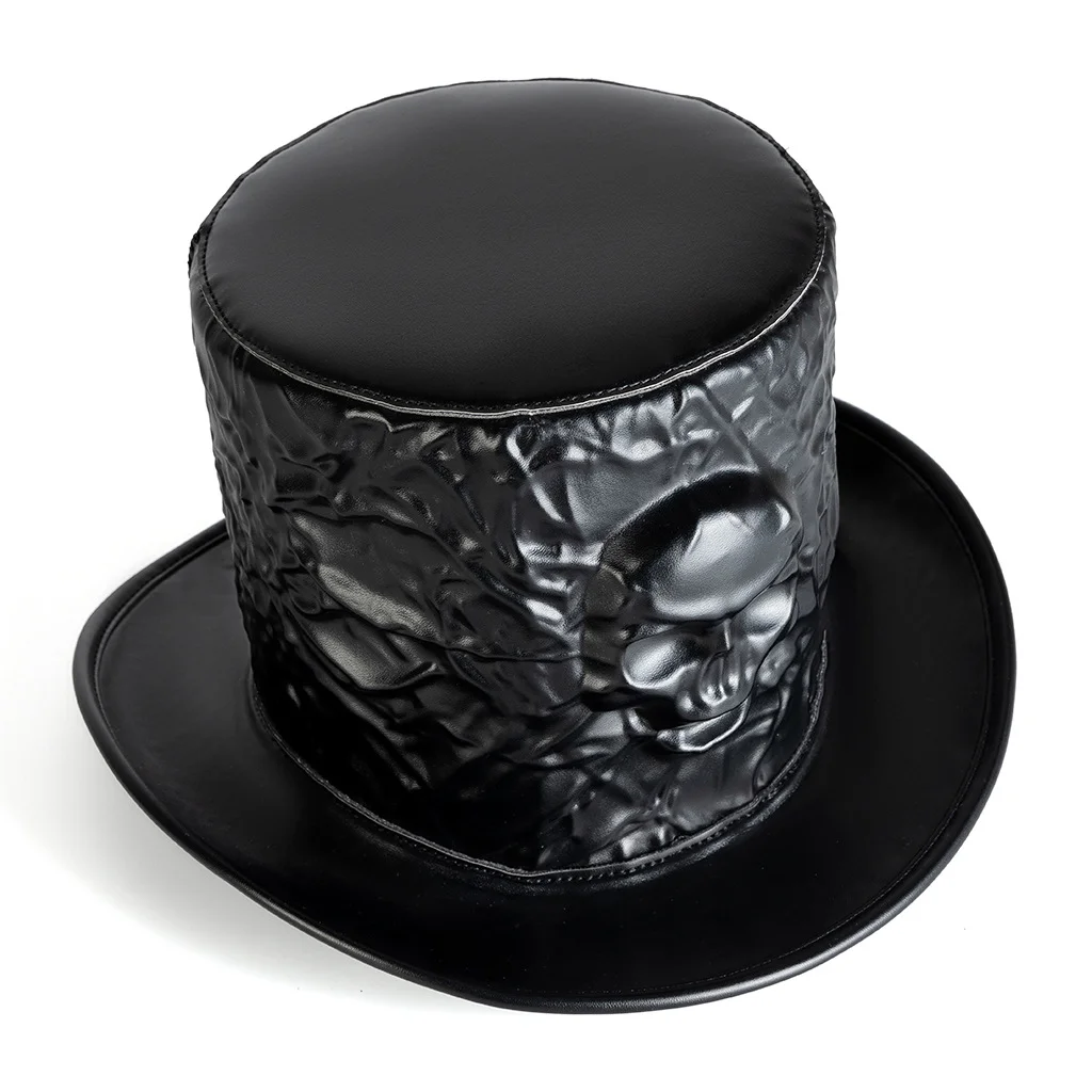 Steampunk Top Hat - Victorian Skull Embossed PU Leather - Image 5