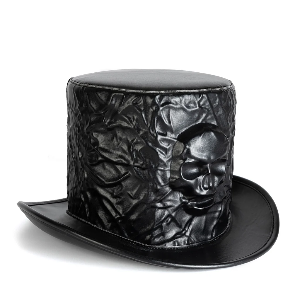 Steampunk Top Hat - Victorian Skull Embossed PU Leather - Image 8