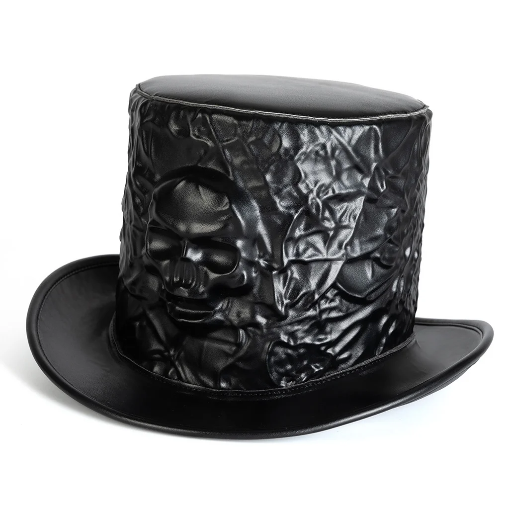 Steampunk Top Hat - Victorian Skull Embossed PU Leather - Image 10