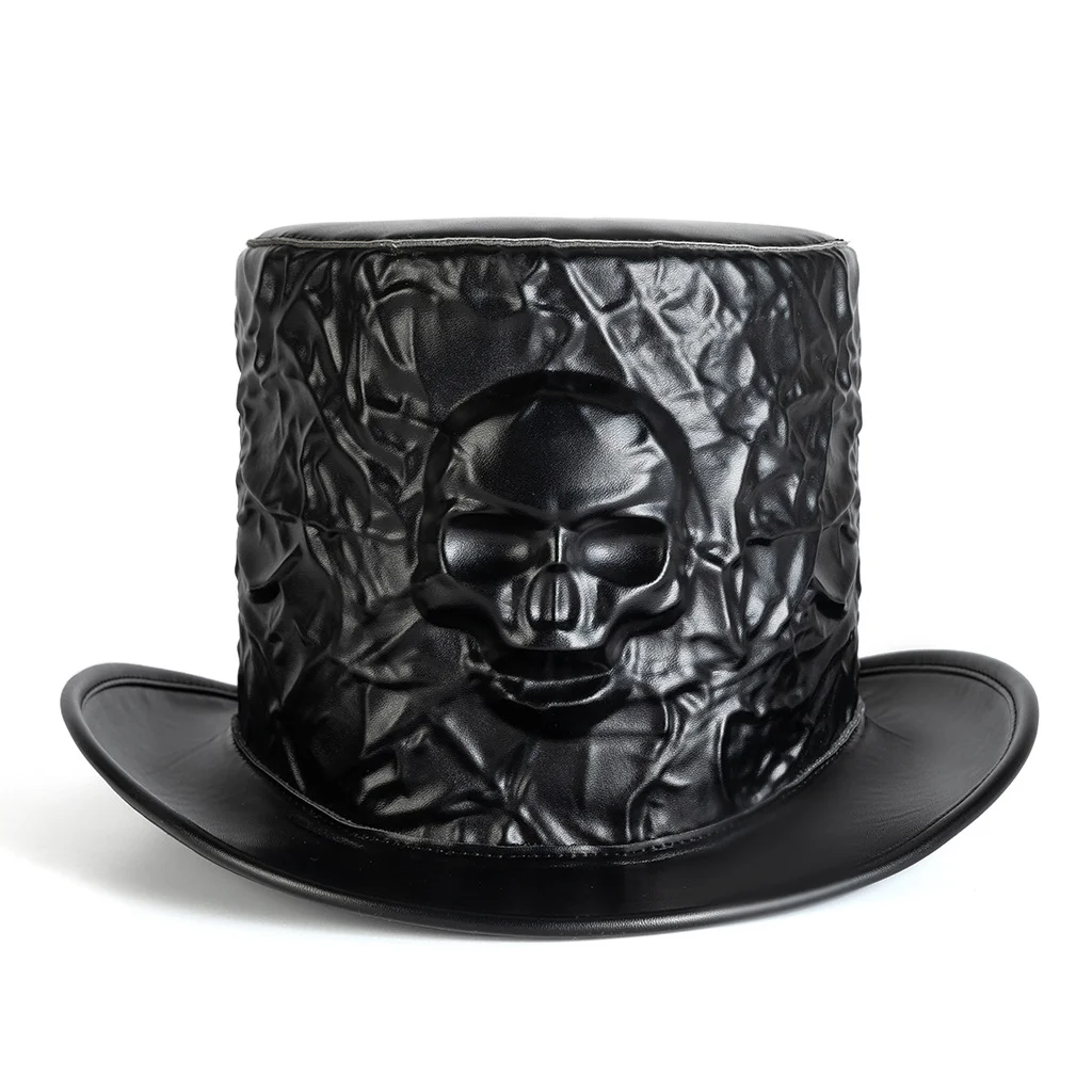 Steampunk Top Hat - Victorian Skull Embossed PU Leather - Image 11