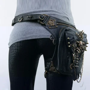 Motorcycle Leg Bag - Steampunk PU Leather Biker Thigh Bag
