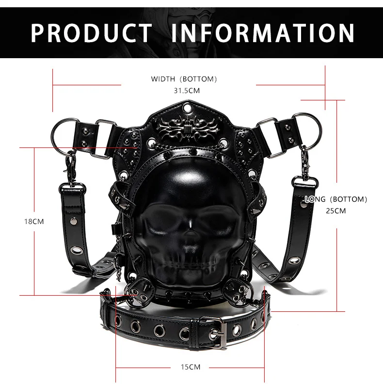 Motorcycle Leg Bag - Compact Steampunk Biker Hip Bag - Image 11
