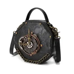 Steampunk Crossbody Saddle Bag - Hexagonal Rivet Chain