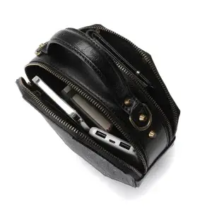 Steampunk Crossbody Saddle Bag – Hexagonal Rivet Chain