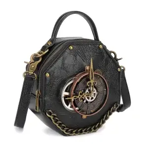 Steampunk Crossbody Saddle Bag – Hexagonal Rivet Chain