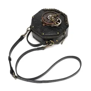 Steampunk Crossbody Saddle Bag – Hexagonal Rivet Chain