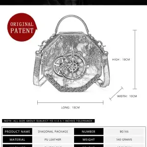 Steampunk Crossbody Saddle Bag – Hexagonal Rivet Chain